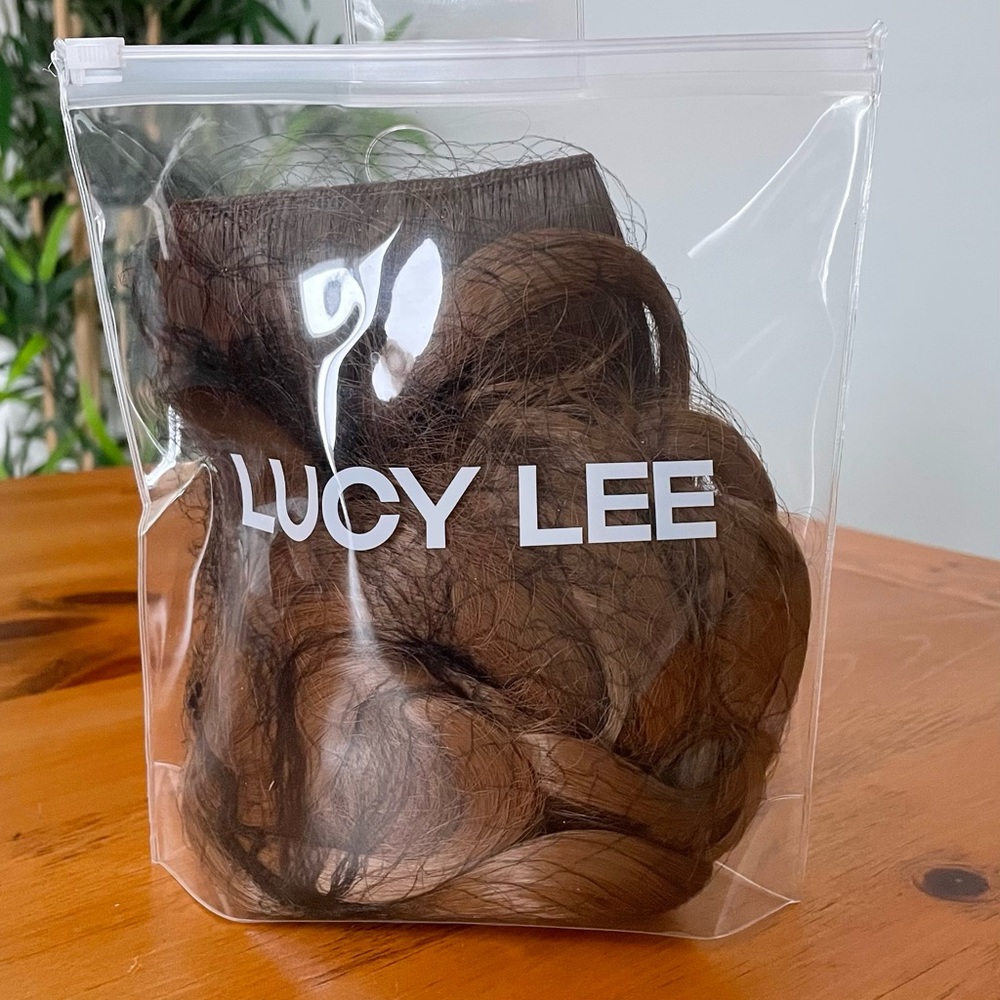 Lucy Lee Halo Hair Extensions Ombre Brown to Golden Curly